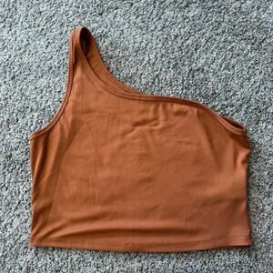 SHEIN Curve Dark Burnt Orange Ribbed Crop Top Women's Plus Size 2XL One Shoulder